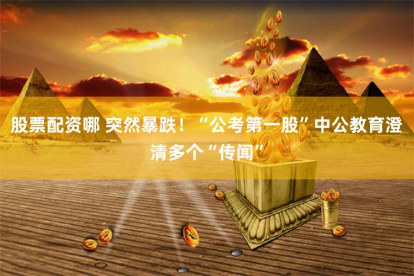 股票配资哪 突然暴跌!“公考第一股”中公教育澄清多个“传闻”