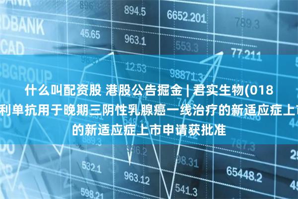 什么叫配资股 港股公告掘金 | 君实生物(01877):特瑞普利单抗用于晚期三阴性乳腺癌一线治疗的新适应症上市申请获批准